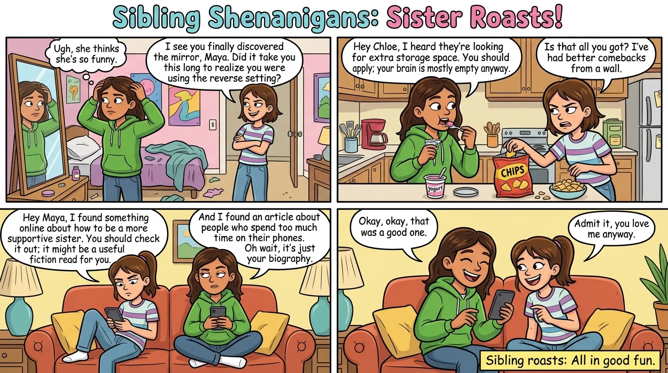 Funny Roasts to Say to Your Sister