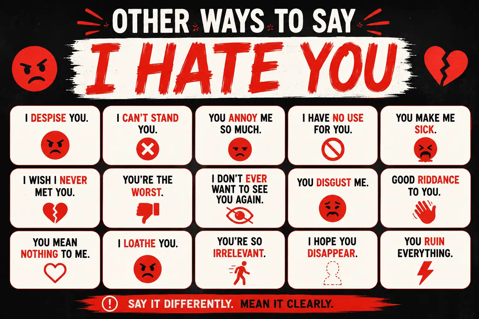 Texting & Social Media Other Ways to Say I Hate You